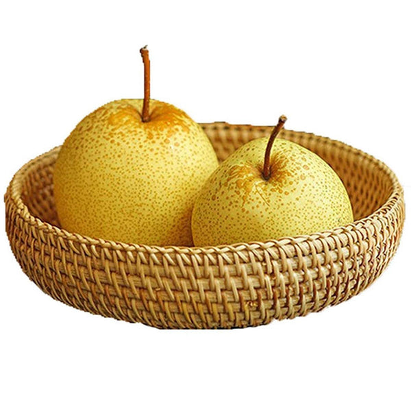 Handwoven Round Rattan Fruit Bowl | Rattan Storage Basket | Wedding Gift | Breakfast Table Wicker Bowl | Serving Bowl | Handmade Dining
