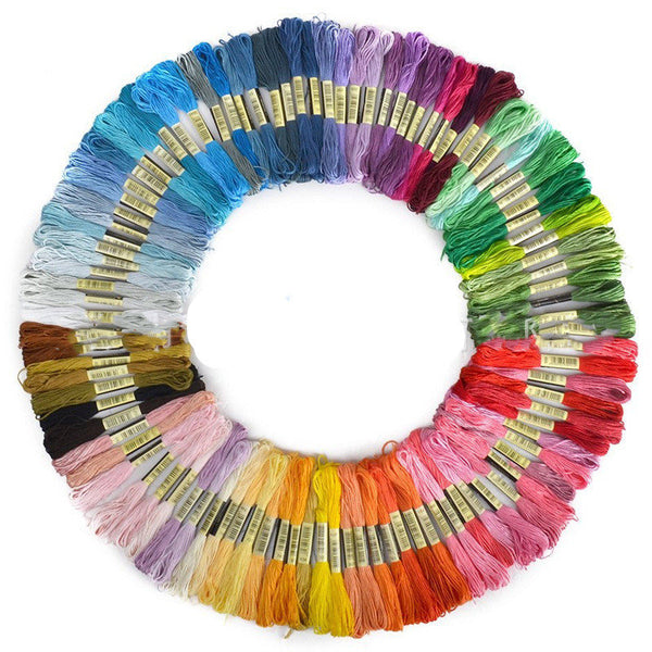 Full Set of Embroidery Thread Skeins - 100 Pieces - Various Rainbow Colours - Embroidery Floss Thread  Stich Stitching Knitting Accessories