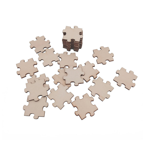 50 Pieces Unfinished Blank Wooden Jigsaw Puzzle - DIY Painting Puzzle Craft Supplies - Create Your Own Jigsaw Puzzle