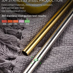 Set of 4 Stainless Steel Metal Straws Reusable Drinking Straw 8.4 Inch For Tumblers Cold Beverage - Gold Silver Rainbow Color Bent Straight