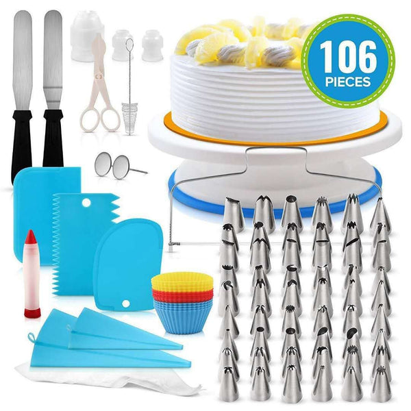 Cake Making Supplies Set - Cake Making Tools - Cake Decorating Kit Tools - Turntable Icing Tips Scrapers Nozzles Spatula Cup Piping Bag