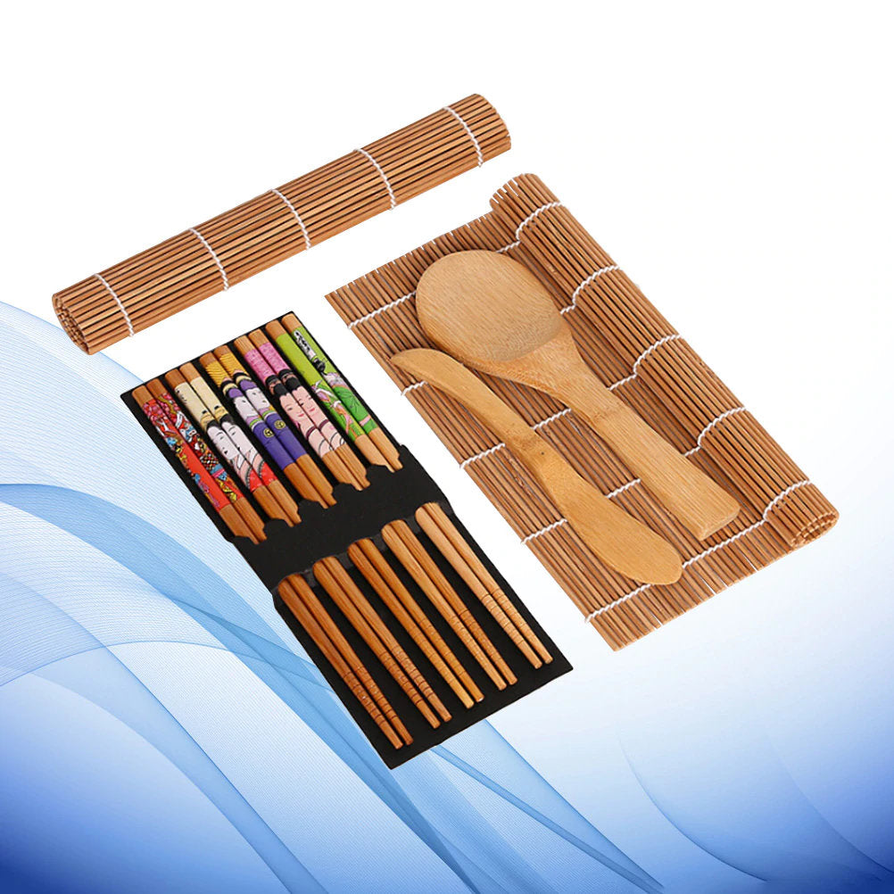 Bamboo Sushi Making Roll Kit - Japanese Style Wooden Spoon Chopsticks –  LightningStore