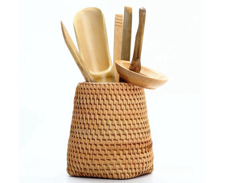 ถ้วยเก็บของหวายกลมถักมือ | ถ้วยเก็บของหวาย | ที่ใส่ปากกา | ที่ใส่อุปกรณ์ครัว | ตกแต่งโต๊ะอาหาร | ออร์แกไนเซอร์โต๊ะทำงานทำมือ