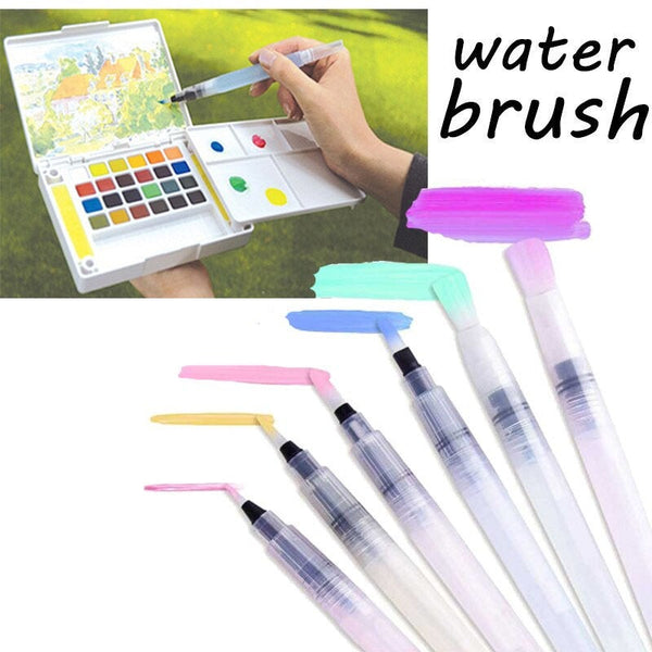 6pcs Water Color Brush Refillable Pen Watercolor Color Drawing Art Supply - Painting Paint Brush - Artist Gift - Craft Supplies Tools Set