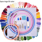 Full Set of Embroidery Thread Skeins - 50 Pieces - Various Colours - Pen Needle Plastic Hoop Set Kit Thread Punch Stitching Knitting