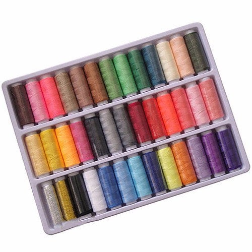 Set of 39 Sewing Thread - Colorful Variety Assortment Spools Polyester High Tenacity Thread for Sewing Machine Size 402 All Purpose