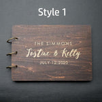 Wedding Guest Book - Customized Wooden Personalized Bride and Groom Handmade Engraved Wood Newly Wed Photo Album Scrapbook Signature Signing
