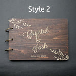 Wedding Guest Book - Customized Wooden Personalized Bride and Groom Handmade Engraved Wood Newly Wed Photo Album Scrapbook Signature Signing