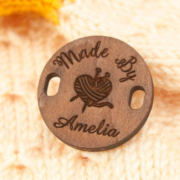 Personalized Wood Buttons 1 inch, Custom Engraved Buttons 30mm, 2 Hole Knitters, Engraved Wooden Flat Back Buttons Knitting Crochet Projects