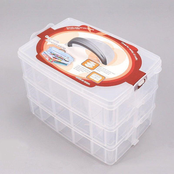 Bead Storage Box - Plastic Craft Box- Jewelry Organizer Container Box - Clear Box With Removable Dividers - Washi Tape Box - Button Storage