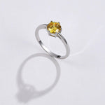 Dainty Citrine Ring for Women, Yellow Stone Silver Ring, Citrine Jewelry, November Birthstone, Crystal Gemstone Stacking Minimalist Gift