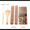 Bamboo Sushi Making Roll Kit -  Japanese Style Wooden Spoon Chopsticks Knife Blade Utensils Rolling Mat - Cooking Tools Kitchen DIY Natural
