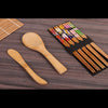 Bamboo Sushi Making Roll Kit -  Japanese Style Wooden Spoon Chopsticks Knife Blade Utensils Rolling Mat - Cooking Tools Kitchen DIY Natural
