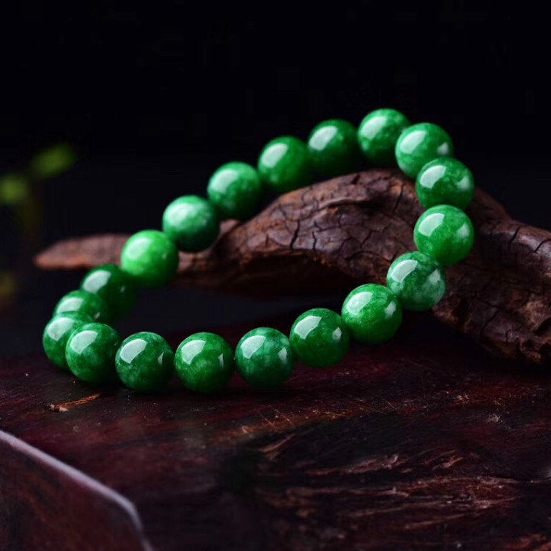 สร้อยข้อมือหยก, สร้อยข้อมือหินหยกเขียวเม็ดกลม, สร้อยข้อมือบำบัด, สร้อยข้อมือหินธรรมชาติยืดหยุ่น, ของขวัญสำหรับเธอ, แฟนสาว ภรรยา แม่