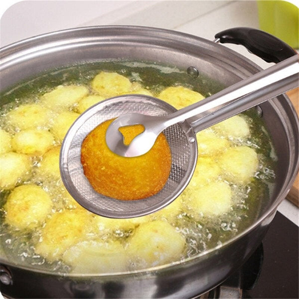 Serving Clamp - Kitchen Tong - Stainless Steel Mesh Frying Food Clip - Oil Removing Kitchen Tool - Snack Fried Food Buffet Cooking Spatula