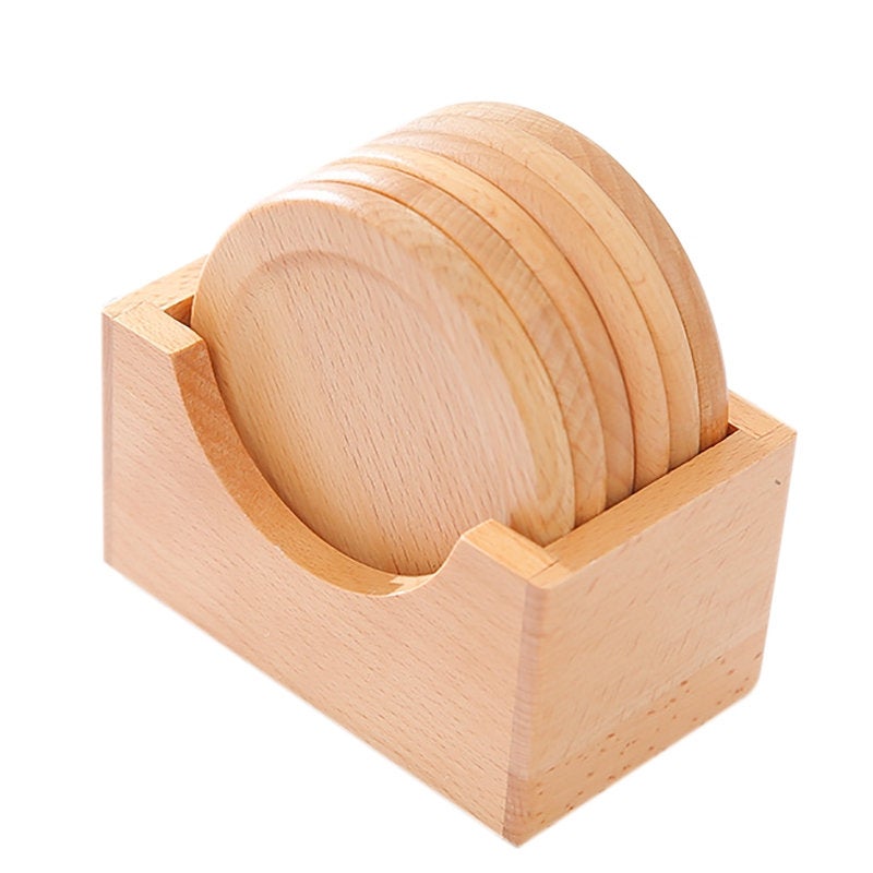Round Wooden Coaster Set - Natural Plain Blank Coaster - Drinks Coaster - Coffee Tea Coaster - Housewarming Gift - Dining Table Dinner Decor