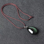 Black Obsidian, Obsidian Necklace, Gemstone Necklace, Pendant Necklace, Boho Necklace, Bohemian Water Drop Unisex Necklace For Men Women