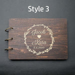Wedding Guest Book - Customized Wooden Personalized Bride and Groom Handmade Engraved Wood Newly Wed Photo Album Scrapbook Signature Signing