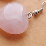 Rose Quartz Heart Earrings, Rose Quartz Jewelry, Silver Earrings, Raw Gemstone, Pink Earring, Dangle Earring, Gift for Her, Dainty Earrings