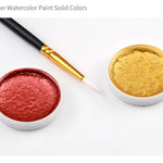 Glitter Watercolor Paint Set With Brush - Painting Supplies Kit - Portable Travel Paint Pallete - Craft Supplies - Painter Gift Tools