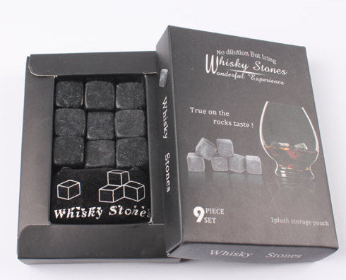 Set of 9 Whiskey Stones, Whiskey Rocks, Chilling Stones, Groomsmen Whiskey Rocks, Whiskey Gift Set, Reusable Ice Cubes