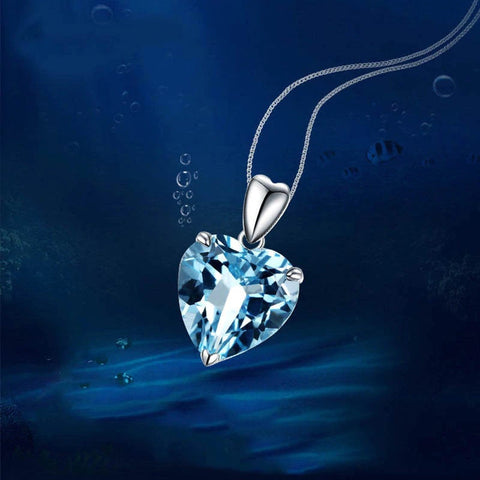 Heart Blue Sapphire Necklace, Birthday Gift for Her, Sterling Silver, September Birthstone Necklace, Blue Sapphire Pendant, Gemstone Gem