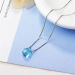 สร้อยคอหยดน้ำสีฟ้า - สร้อยคอจี้หยดน้ำเรียบง่ายแบบมินิมอล - ของขวัญสำหรับภรรยา - ของขวัญสำหรับแฟน - สร้อยคอหินน้ำ