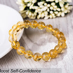 Citrine Bracelet Natural Citrine Stone Solar Plexus Chakra Meditation Bracelet Yoga Bracelet Gemstone Bracelet Stretch Cord Beaded Mala