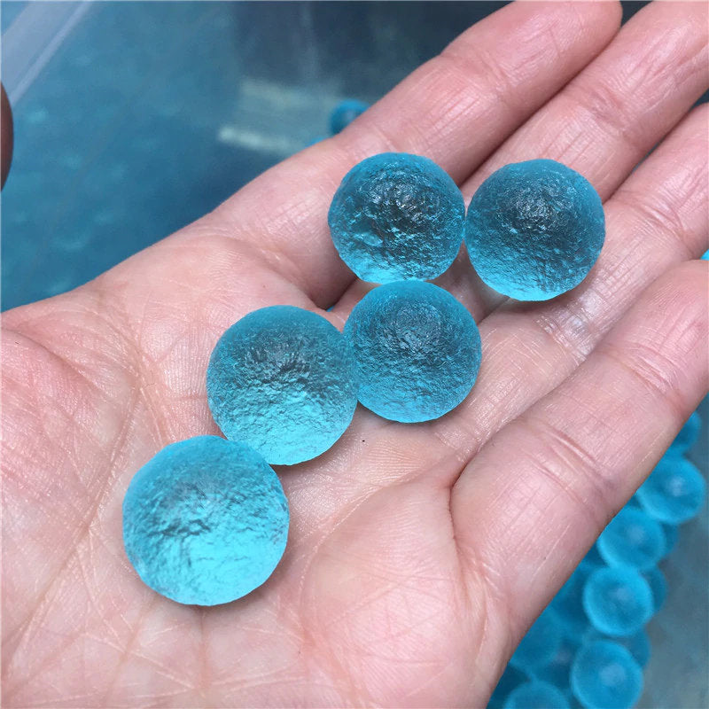 Recycled Sea Glass Blue Moldavite Stone - Round Moldavite - Gemstone Rustic Round Loose Beads