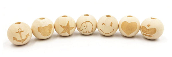 Beige Wood Beads: Natural Cream Round Wooden 18 mm Boho Spacer Beads Jewelry Supplies for Necklace Bracelet Making Elephant Star Crown Heart