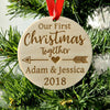 Our first Christmas, Newly Wed Gift, Wedding Gift, Custom Ornaments, Personalized Wooden Hanging Christmas Tree Decorations with Your Name