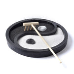 Zen Garden - Meditation Tabletop  Desktop Zen Sand Garden for Office Home, Yin Yang Zen Garden Kit - Black/White - Rake, Sand, Rock