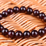 Natural Garnet Bracelet, Red Round Garnet Beaded Bracelet, Polished Gift Bracelet Unisex Mens Womens Crystal Gemstone Healing 6,8,10MM
