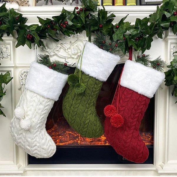 Christmas Stocking,  Christmas Gift Embroidered Family Stocking, Holiday Knit Christmas Stocking Embroidered, Knit Stocking, Needlepoint