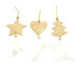 Set of 3 Christmas Ornaments, Christmas Tree Decorations, Star Heart Ornaments for Christmas, Hanging Tree Decoration, Holiday Decor, Tassel
