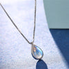 Rainbow Moonstone Necklace - 925 Stainless Steel - June Birthstone - Crystal Gemstone Jewelry - White Blue Tear Drop  Pendant - Gift for Her