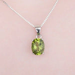 Oval Peridot Necklace, August Birthstone, 925 Sterling Silver, August Birthday, Genuine Gemstone, Peridot Pendant, Natural Peridot Stone