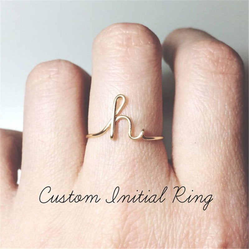 Monogram Ring - Custom Initial Letter Ring Oval Large | Forefathers-art