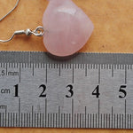 Rose Quartz Heart Earrings, Rose Quartz Jewelry, Silver Earrings, Raw Gemstone, Pink Earring, Dangle Earring, Gift for Her, Dainty Earrings