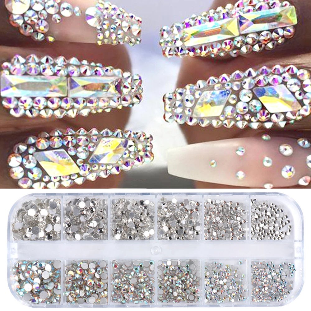 Crystal Nail Art Rhinestone Set - 3D Diamond Gem Nairl Art Decoration –  LightningStore