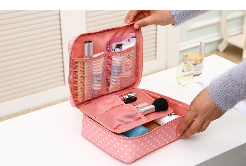 กระเป๋าเครื่องสำอางสีชมพู - กระเป๋าใส่เครื่องสำอาง - ที่เก็บเครื่องสำอาง - กระเป๋าใส่ของใช้ส่วนตัว - อุปกรณ์จัดระเบียบของใช้ส่วนตัวสำหรับผู้หญิง - กระเป๋าเดินทางขนาดใหญ่ - กระเป๋าซิปใส่เครื่องสำอาง