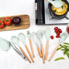 12 pcs Kitchen Utensil Set Wooden Handle Turner Cooking Various Kitchenware Set High Quality Silicone Cooking Tools Set Household Chef