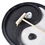 Zen Garden - Meditation Tabletop  Desktop Zen Sand Garden for Office Home, Yin Yang Zen Garden Kit - Black/White - Rake, Sand, Rock