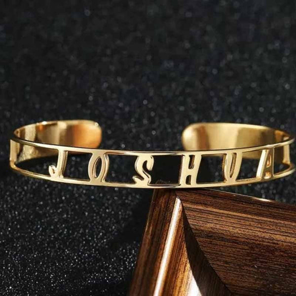 Custom Name Bangle, Personalized Name Bracelet, Customize Your Bracelet, Custom Any Name, Bracelet, Name Gift Jewelry - Gold Silver Rose