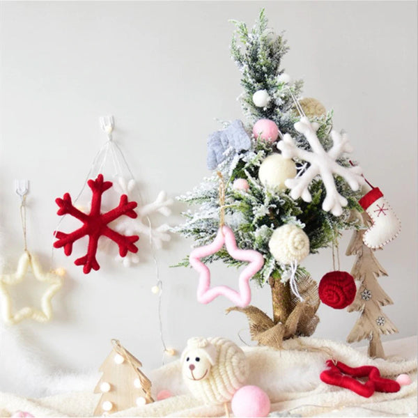 Wool Felt Christmas Ornaments, Christmas Tree Decorations, Snowflake Star Ornaments for Christmas, Hanging Tree Decoration, Holidy Decor