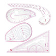 4 Pcs Pattern Making Ruler Set Tailor Fashion Measuring Kit Clear Sewing Drawing Ruler Sleeve Arm French Curve Cutting Ruler Paddle Wheel