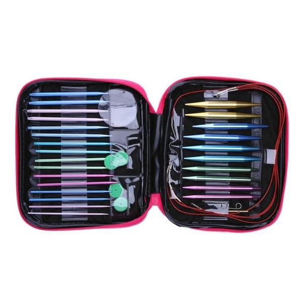 Crochet Hooks Set Aluminum Needles With Tools Accessories for Arts Crafts Yarn Knitting Sewing Ergonomic Locking Stitch Makers with Case