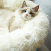 Plush Pet Cat Dog Bed Fluffy Round Soft Warm Winter Calming Bed Cozy Warm Plush Sleeping Kennel Donut Nest Puppy Kitten Bed Christmas