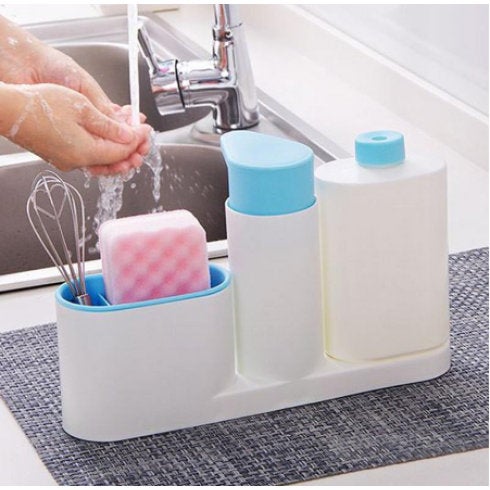 Kitchen Soap Dispenser Set with Sponge Holder and Tray - Lotion