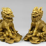 จี้ทองคำรูปกิเลนทองเหลือง เครื่องรางมังกรจีนคล้ายสิ่งมีชีวิตในตำนานญี่ปุ่น เสริมโชคลาภ ความมั่งคั่ง เงินทอง ของขวัญโชคดี